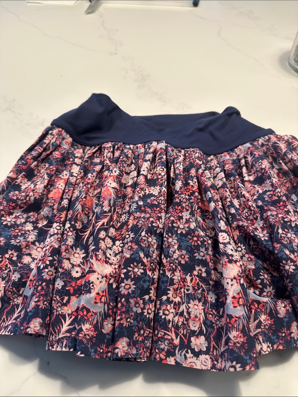 Women's Tennis Navy Floral Pleated Skirt